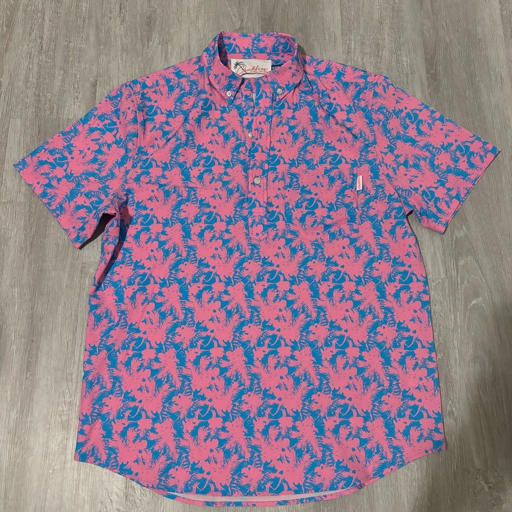 Men’s Chubbies Pink and Blue Casual Button Down Shirt Size Medium